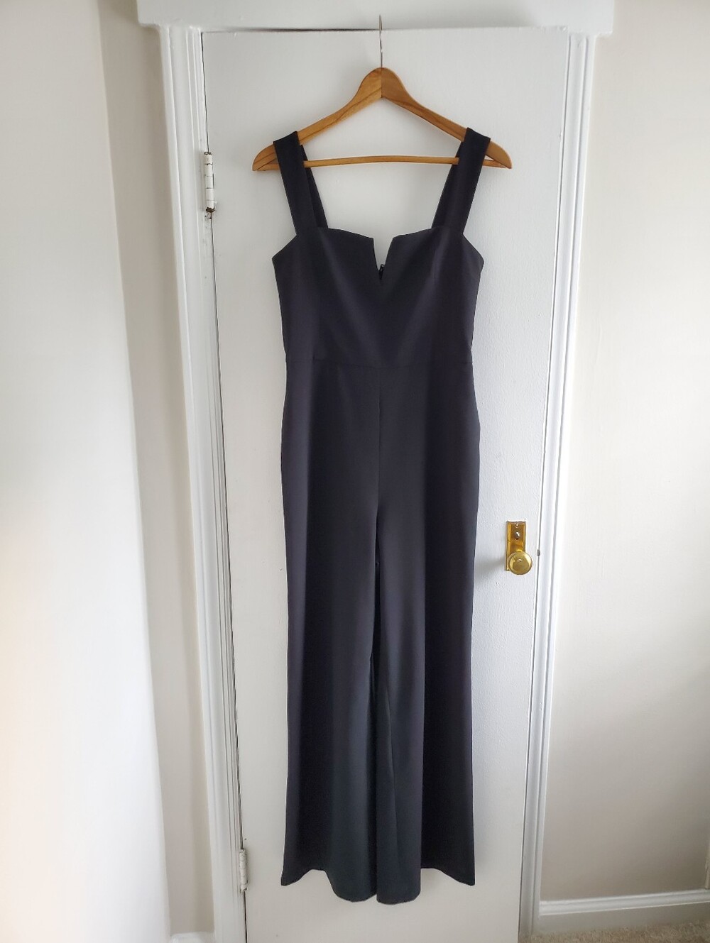 BCBGMAXAZRIA Black Notched Sleeveless Wide Leg Jumpsuit Women's S